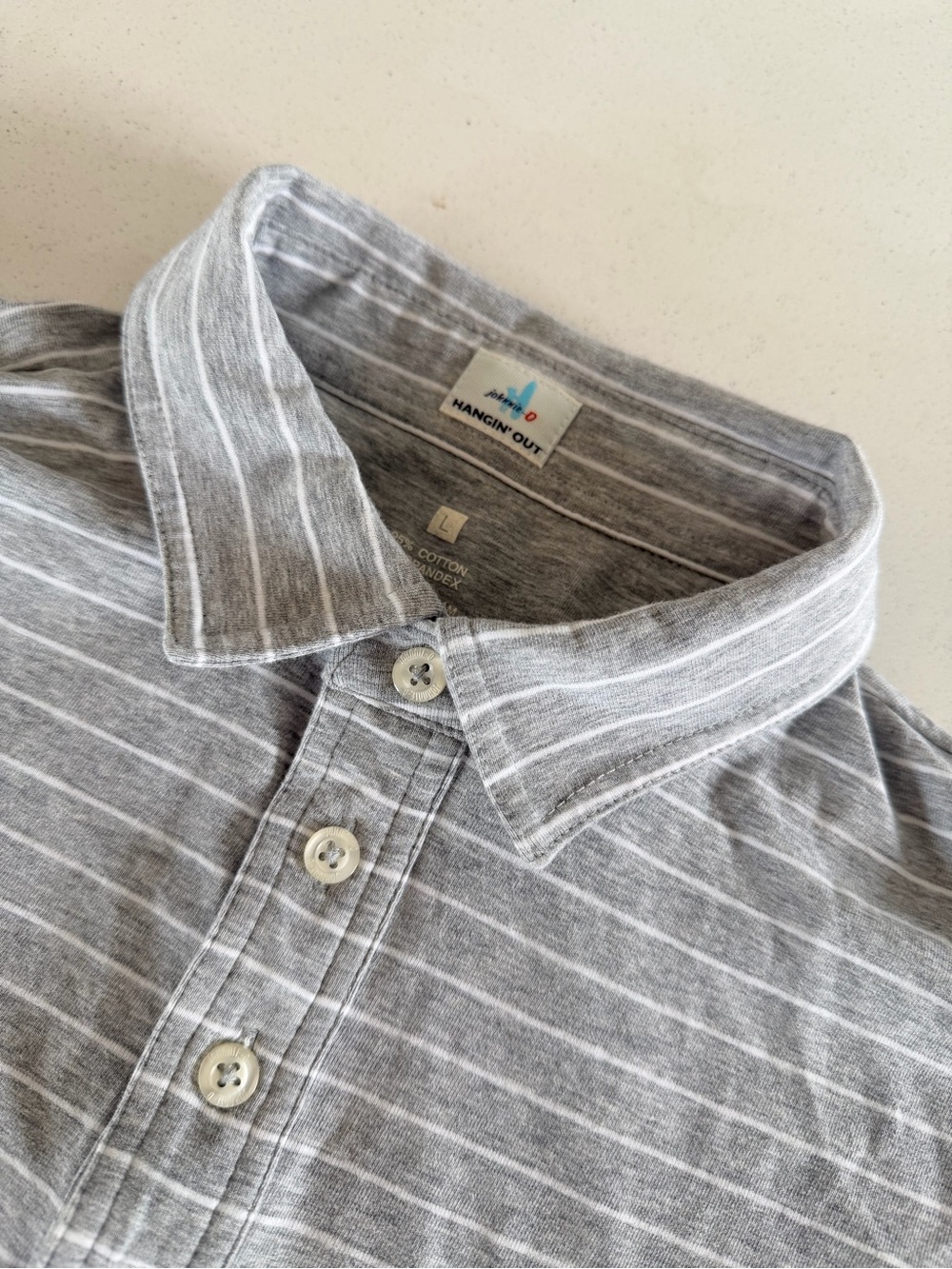 johnnie-O Light Gray Hangin Out Striped Polo